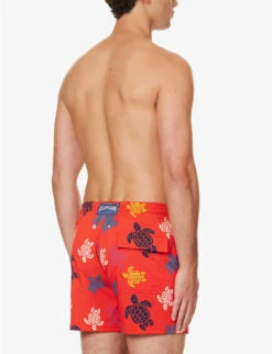 Vilebrequin Turtle-print Stretch-recycled-polyamide Swim Shorts -Gentlemen Style Shop R04159186 COQUELICOT ALT03