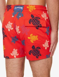 Vilebrequin Turtle-print Stretch-recycled-polyamide Swim Shorts -Gentlemen Style Shop R04159186 COQUELICOT ALT04