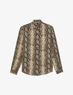 THE KOOPLES Snakeskin-print Straight-fit Woven Shirt