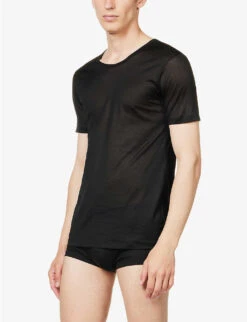 Royal Classic Semi-sheer Cotton-jersey T-shirt -Gentlemen Style Shop R04160557 BLACK ALT02