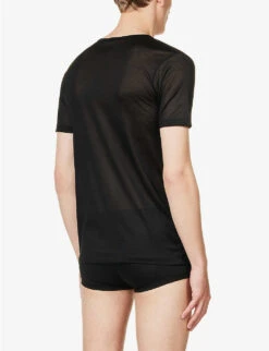 Royal Classic Semi-sheer Cotton-jersey T-shirt -Gentlemen Style Shop R04160557 BLACK ALT03
