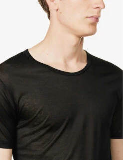 Royal Classic Semi-sheer Cotton-jersey T-shirt -Gentlemen Style Shop R04160557 BLACK ALT04