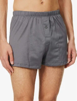 HANRO Buttoned Cotton Boxer Briefs -Gentlemen Style Shop R04160668 MERCURY ALT03