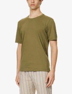 HANRO Regular-fit Cotton-jersey T-shirt -Gentlemen Style Shop R04160673 MOSS ALT02