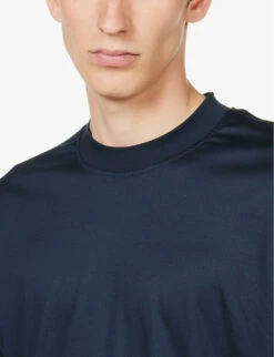 Crewneck Short-sleeved Cotton-jersey T-shirt -Gentlemen Style Shop R04161933 TWILIGHTBLUE ALT04