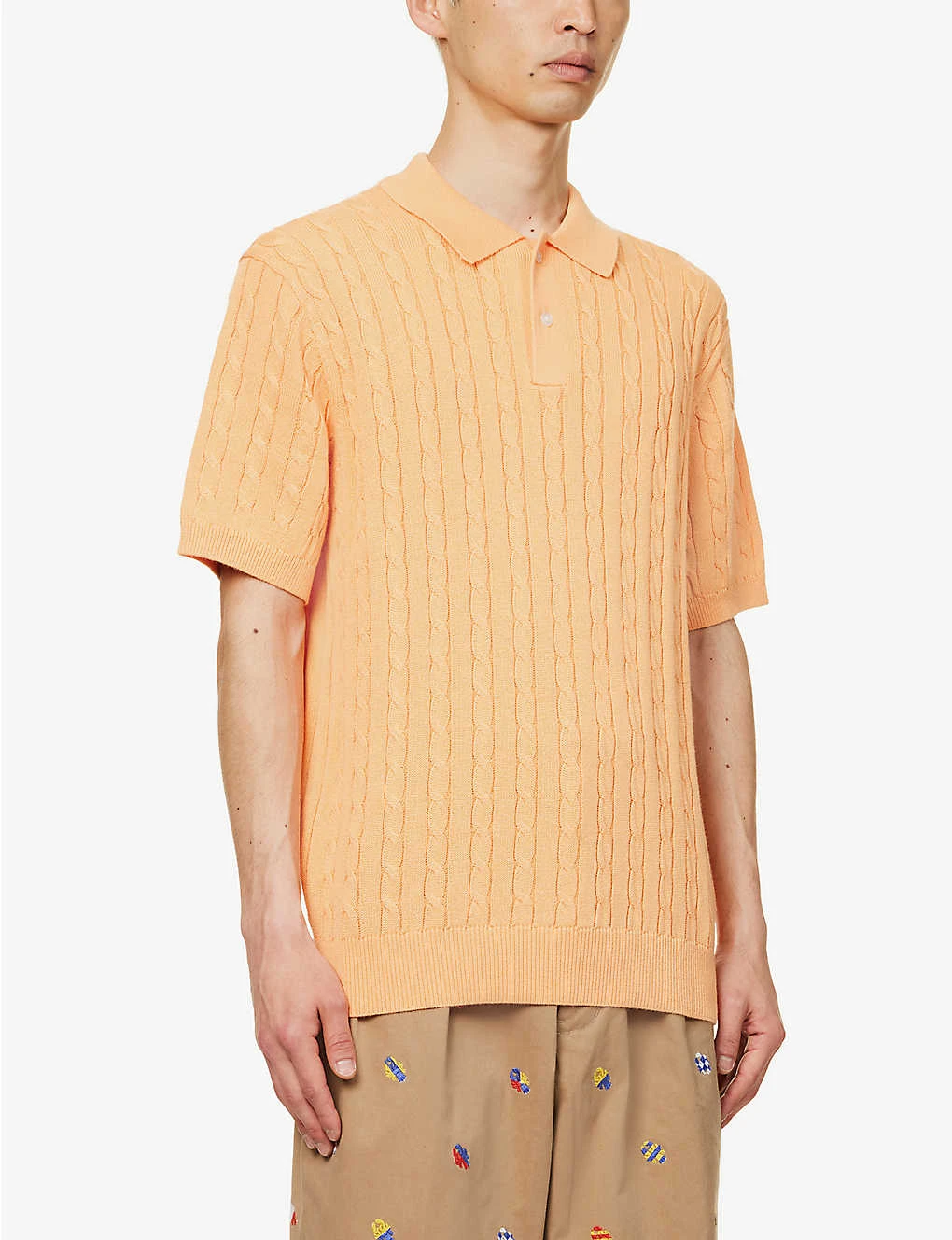 Cable-knit Short-sleeved Linen And Cotton-blend Polo Shirt 4 Cable-knit Short-sleeved Linen And Cotton-blend Polo Shirt - Image 3