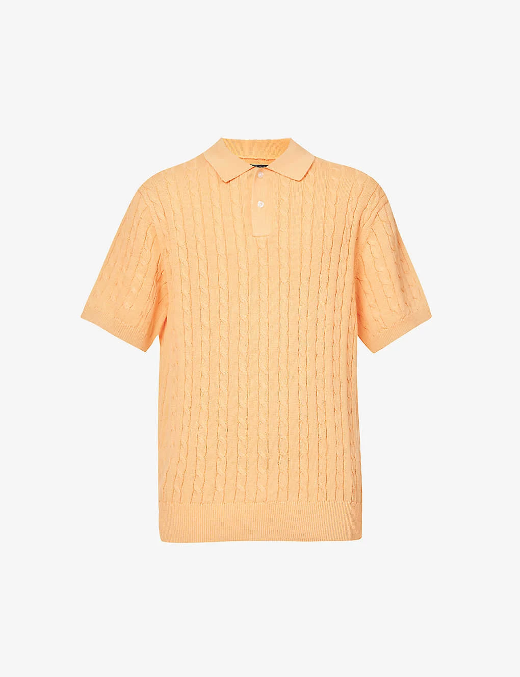 Cable-knit Short-sleeved Linen And Cotton-blend Polo Shirt 2 Cable-knit Short-sleeved Linen And Cotton-blend Polo Shirt