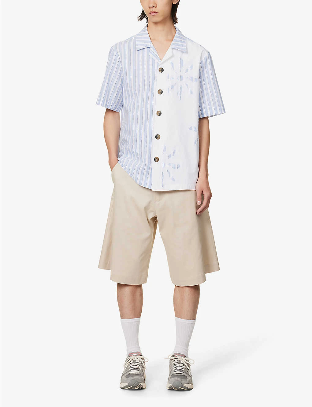 Sun Contrast-panel Relaxed-fit Cotton-blend Shirt 4 Sun Contrast-panel Relaxed-fit Cotton-blend Shirt - Image 2