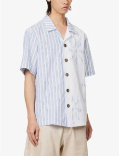 Sun Contrast-panel Relaxed-fit Cotton-blend Shirt 10 Sun Contrast-panel Relaxed-fit Cotton-blend Shirt -Gentlemen Style Shop R04162401 WHITEBLUE ALT02