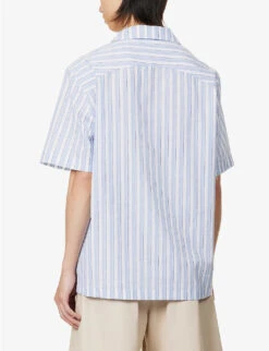 Sun Contrast-panel Relaxed-fit Cotton-blend Shirt 11 Sun Contrast-panel Relaxed-fit Cotton-blend Shirt -Gentlemen Style Shop R04162401 WHITEBLUE ALT03