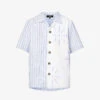 Sun Contrast-panel Relaxed-fit Cotton-blend Shirt -Gentlemen Style Shop R04162401 WHITEBLUE M