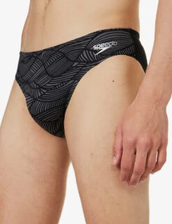 Speedo Allover 7cm Graphic-print Swim Briefs -Gentlemen Style Shop R04163355 BLACKUSACHARCOAL ALT04