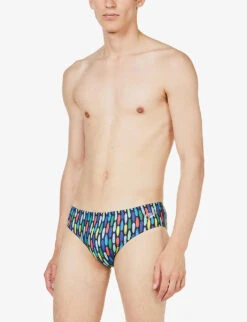 Speedo Allover 8cm Recycled Polyester-blend Swim Briefs -Gentlemen Style Shop R04163364 NAVYREDGREENAQU ALT02