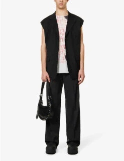 Raf Simons Abstract-print Raw-hem Sleeveless Cotton T-shirt -Gentlemen Style Shop R04163723 PEARL ALT01