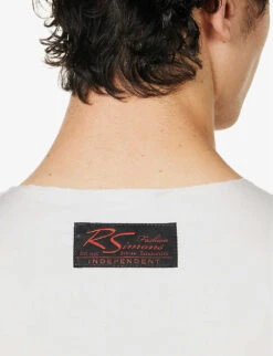 Raf Simons Abstract-print Raw-hem Sleeveless Cotton T-shirt -Gentlemen Style Shop R04163723 PEARL ALT05