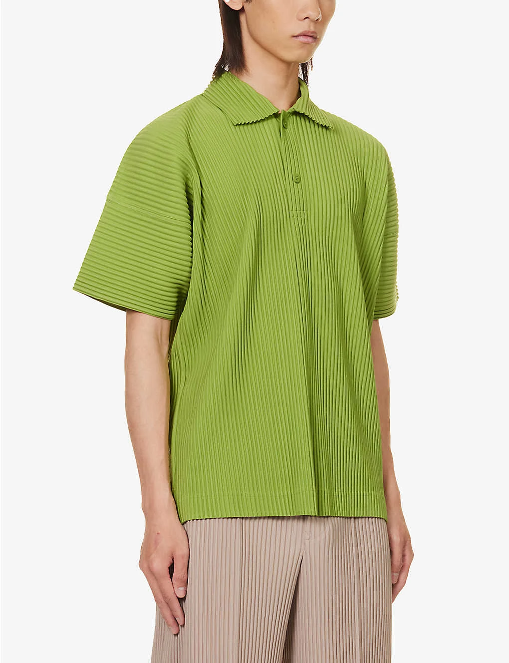 Pleated Relaxed-fit Knitted Polo Shirt 5 Pleated Relaxed-fit Knitted Polo Shirt - Image 3