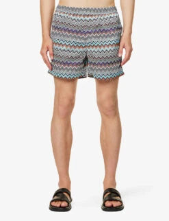 Missoni Zig-zag Pattern Relaxed-fit Swim Shorts -Gentlemen Style Shop R04165475 GREYVIOLETWHITEYELLOW ALT02