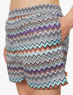 Missoni Zig-zag Pattern Relaxed-fit Swim Shorts -Gentlemen Style Shop R04165475 GREYVIOLETWHITEYELLOW ALT04