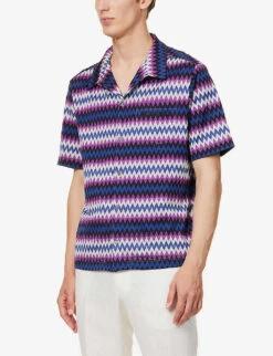 Missoni Zigzag-print Relaxed-fit Cotton-jersey Shirt 9 Missoni Zigzag-print Relaxed-fit Cotton-jersey Shirt -Gentlemen Style Shop R04165480 BLACKBLUEPURPLEWHITE ALT02