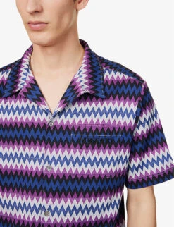 Missoni Zigzag-print Relaxed-fit Cotton-jersey Shirt 11 Missoni Zigzag-print Relaxed-fit Cotton-jersey Shirt -Gentlemen Style Shop R04165480 BLACKBLUEPURPLEWHITE ALT04