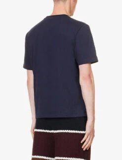 Palm Angels Tape Logo-print Patch-pocket Cotton-jersey T-shirt 10 Palm Angels Tape Logo-print Patch-pocket Cotton-jersey T-shirt -Gentlemen Style Shop R04166039 NAVY ALT03