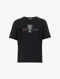 Palm Angels Graphic-print Regular-fit Cotton And Linen-blend T-shirt