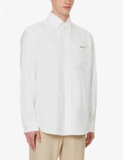 Palm Angels Sartorial Tape Branded-insert Relaxed-fit Cotton Shirt 9 Palm Angels Sartorial Tape Branded-insert Relaxed-fit Cotton Shirt -Gentlemen Style Shop R04166067 WHITEBLACK ALT02
