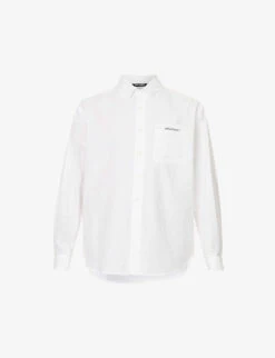 Palm Angels Sartorial Tape Branded-insert Relaxed-fit Cotton Shirt
