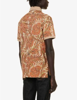 Etro Graphic-pattern Logo-embroidered Cotton Polo Shirt -Gentlemen Style Shop R04166225 BEIGE ALT03