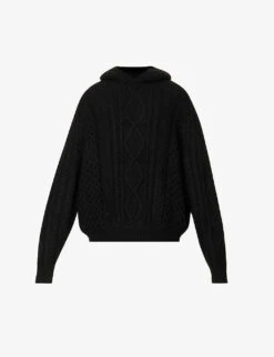 ESSENTIALS Cable-knit Relaxed-fit Cotton-blend Hoody