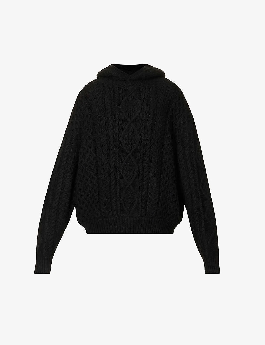 ESSENTIALS Cable-knit Relaxed-fit Cotton-blend Hoody 3 ESSENTIALS Cable-knit Relaxed-fit Cotton-blend Hoody