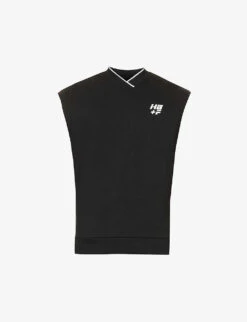 Brand-print Sleeveless Cotton-jersey Top