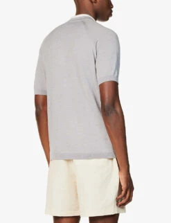 Short-sleeved Branded-tab Wool Polo Shirt 11 Short-sleeved Branded-tab Wool Polo Shirt -Gentlemen Style Shop R04167227 GREY ALT03