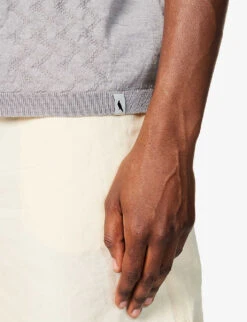 Short-sleeved Branded-tab Wool Polo Shirt 13 Short-sleeved Branded-tab Wool Polo Shirt -Gentlemen Style Shop R04167227 GREY ALT05