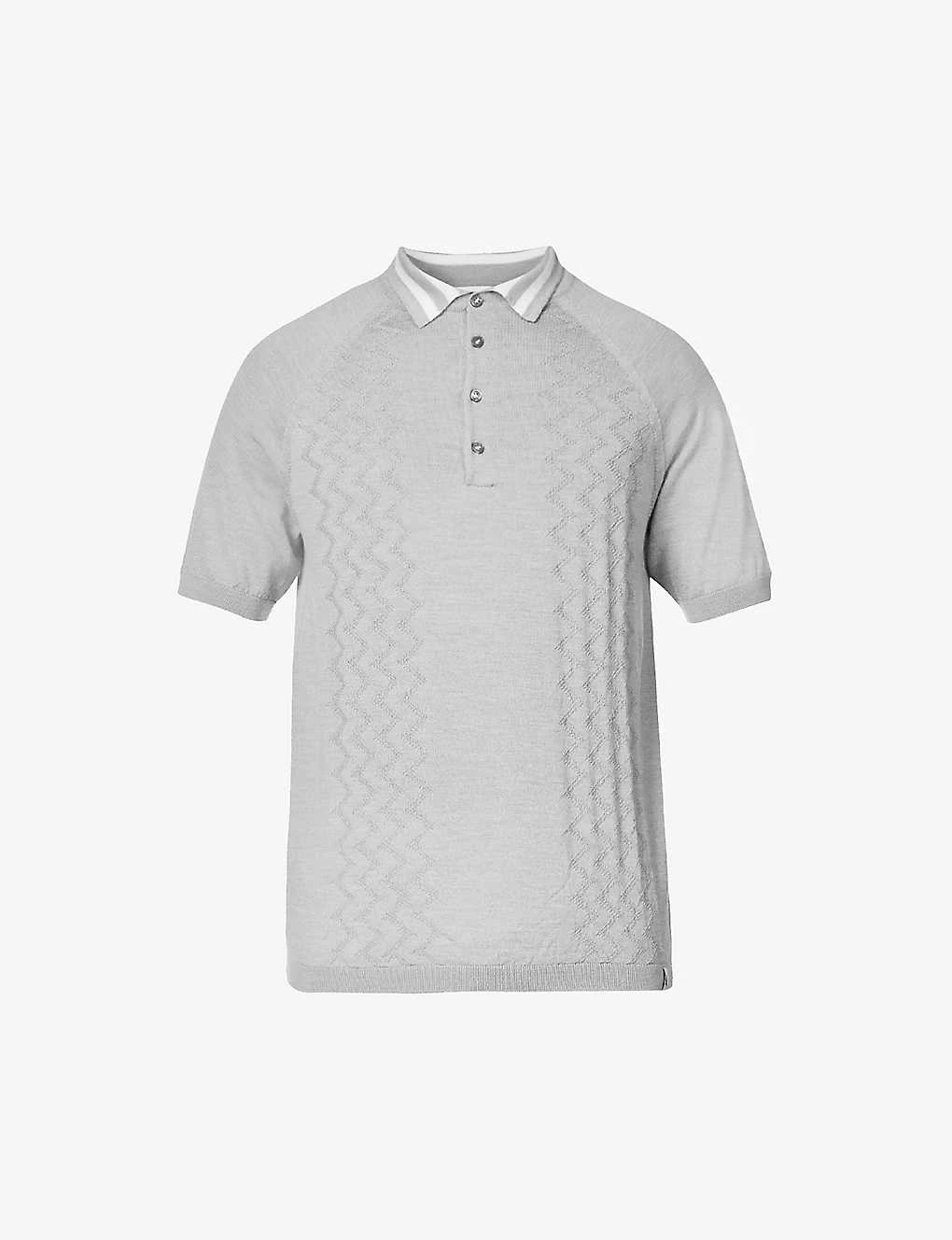 Short-sleeved Branded-tab Wool Polo Shirt 3 Short-sleeved Branded-tab Wool Polo Shirt