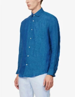 Spread-collar Regular-fit Linen Shirt -Gentlemen Style Shop R04167469 LAKEBLUE ALT02