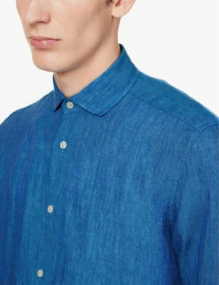 Spread-collar Regular-fit Linen Shirt -Gentlemen Style Shop R04167469 LAKEBLUE ALT04