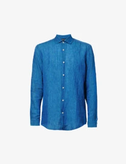 Spread-collar Regular-fit Linen Shirt