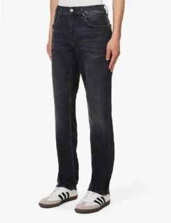 7 For All Mankind Standard Stretch Tek Straight-leg Stretch-denim Jeans -Gentlemen Style Shop R04167696 BLACK ALT02