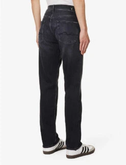 7 For All Mankind Standard Stretch Tek Straight-leg Stretch-denim Jeans -Gentlemen Style Shop R04167696 BLACK ALT03