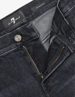 7 For All Mankind Standard Stretch Tek Straight-leg Stretch-denim Jeans -Gentlemen Style Shop R04167696 BLACK ALT05