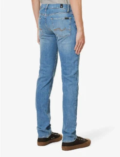 7 For All Mankind Slimmy Brand-patch Slim-fit Stretch-denim Jeans -Gentlemen Style Shop R04167698 LIGHTBLUE ALT03
