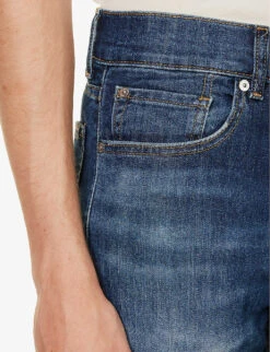 7 For All Mankind Slimmy Monterey Belt-loop Slim-fit Stretch-denim Jeans -Gentlemen Style Shop R04167703 DARKBLUE ALT05