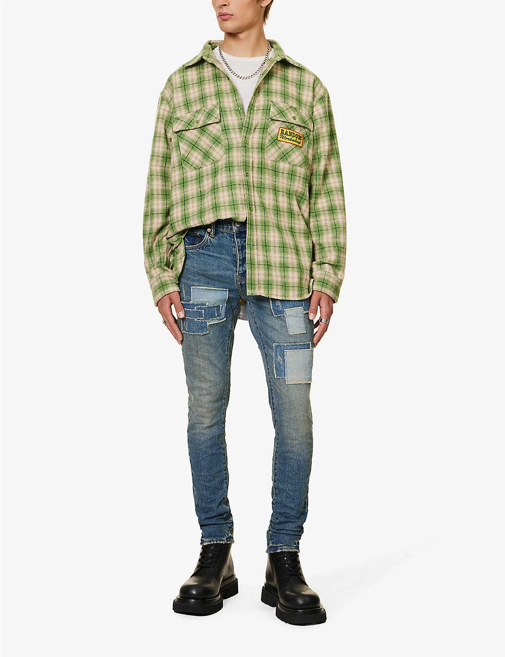 Repair Tapered-leg Low-rise Stretch-denim Jeans 4 Repair Tapered-leg Low-rise Stretch-denim Jeans - Image 2