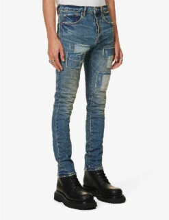 Repair Tapered-leg Low-rise Stretch-denim Jeans 11 Repair Tapered-leg Low-rise Stretch-denim Jeans -Gentlemen Style Shop R04168525 DKINDIGO ALT02