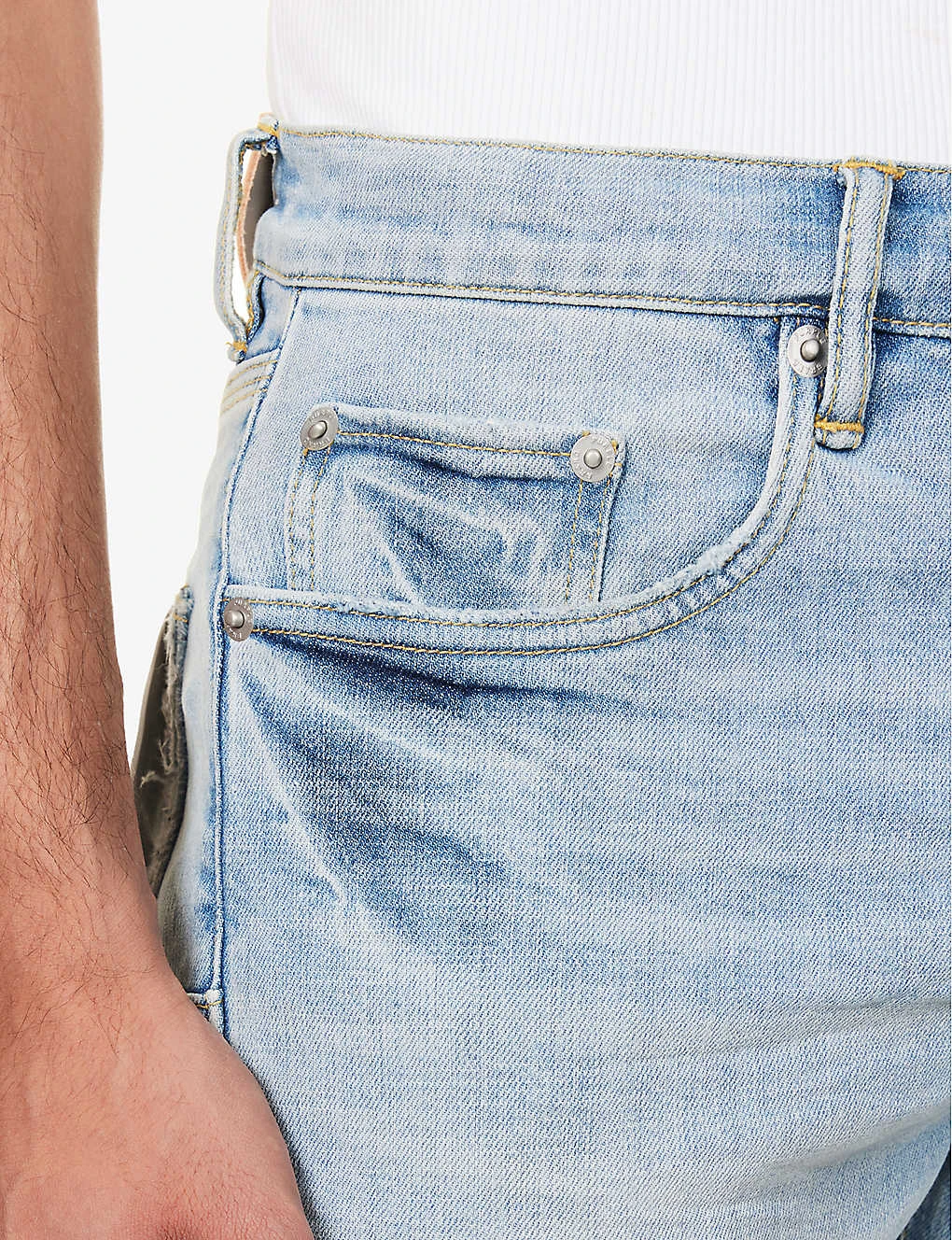 Faded-wash Brand-patch Denim Shorts 7 Faded-wash Brand-patch Denim Shorts - Image 5