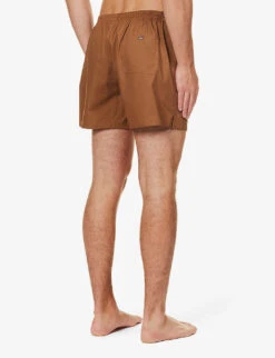 Dolce & Gabbana Logo-plaque Cotton And Silk-blend Swim Shorts 9 Dolce & Gabbana Logo-plaque Cotton And Silk-blend Swim Shorts -Gentlemen Style Shop R04168680 LIGHTBROWN ALT03