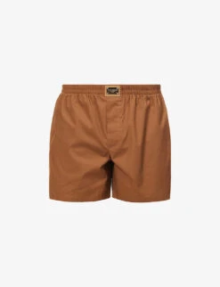 Dolce & Gabbana Logo-plaque Cotton And Silk-blend Swim Shorts