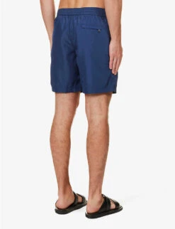 Dolce & Gabbana Brand-plaque Regular-fit Swim Shorts 9 Dolce & Gabbana Brand-plaque Regular-fit Swim Shorts -Gentlemen Style Shop R04168690 NAVY ALT03