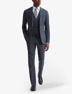 Reiss Fine Darted Slim-fit Wool Waistcoat -Gentlemen Style Shop R04168883 AIRFORCEBLUE ALT01